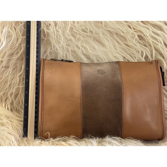 Vintage Christian Dior Brown Leather & Suede Clutch Bag - Authentic Dior 3604N main image 8